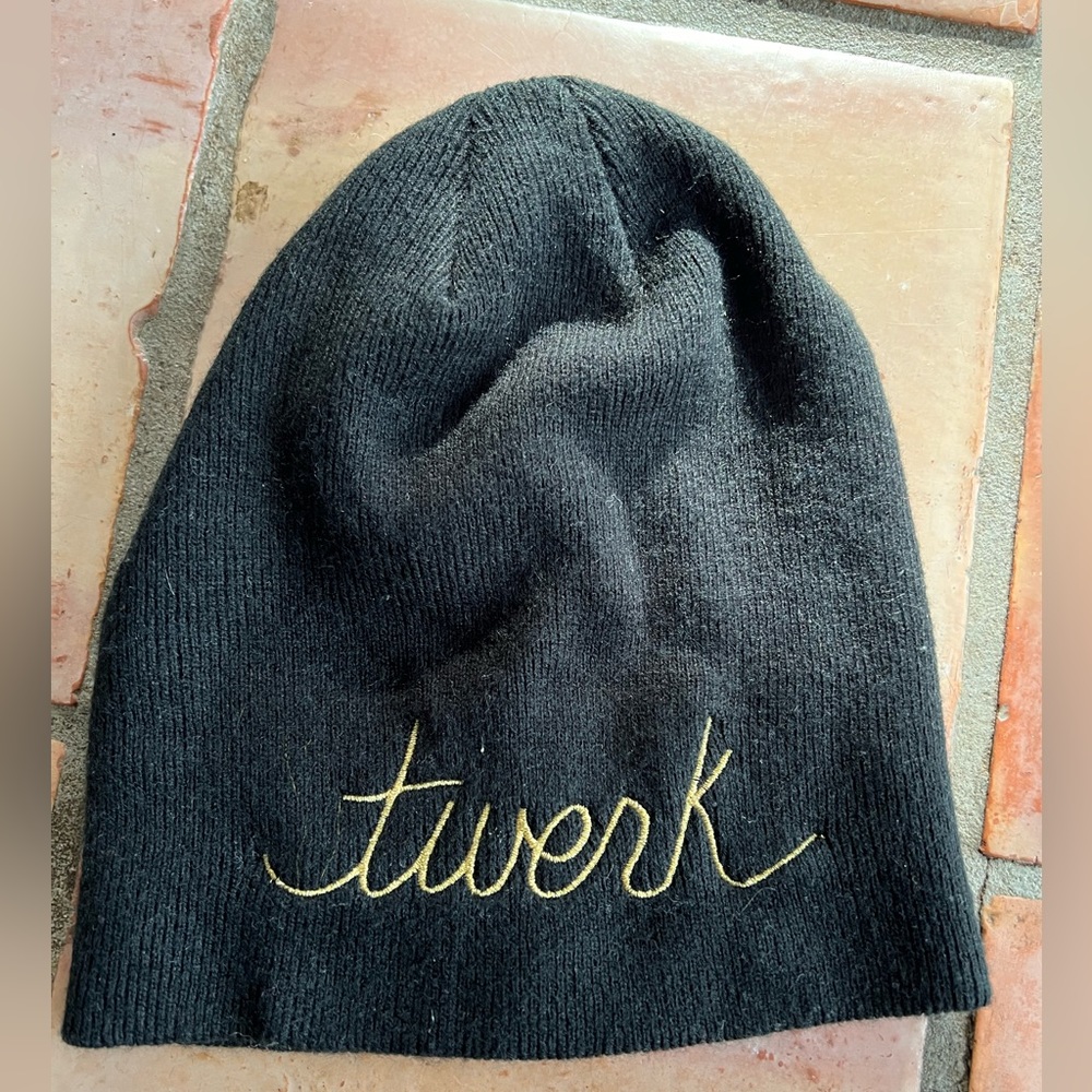 “Twerk” black winter beanie. Never worn.